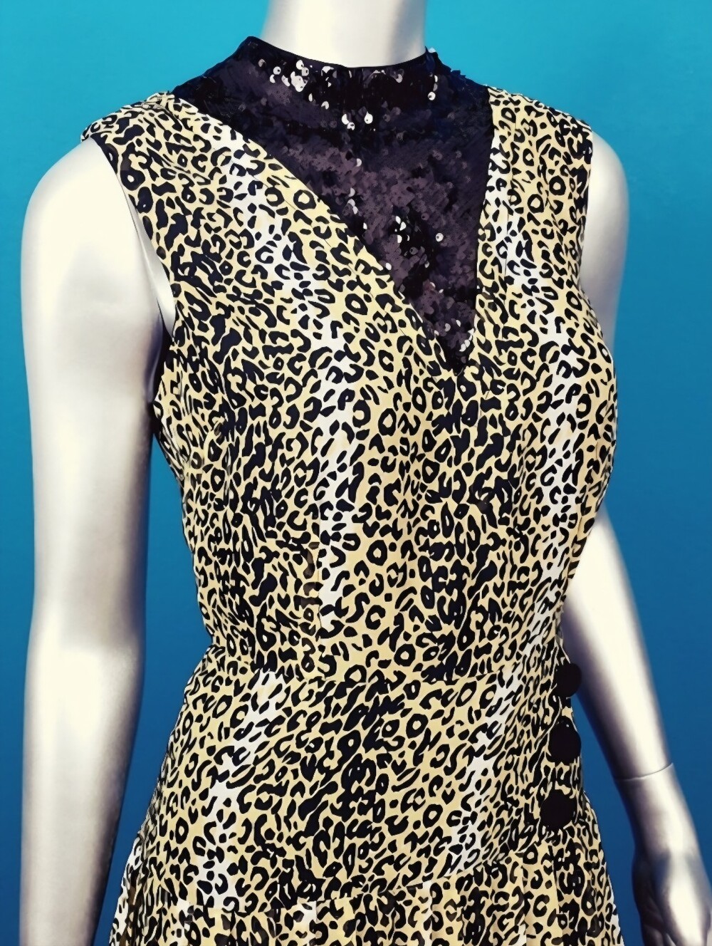 🆕️ 🐆 ASOS Sequin Leopard Print Pleated Midi Dress // (NWT)
